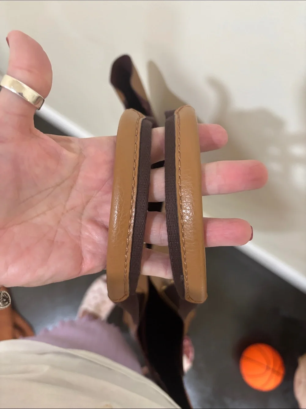 Coach Brown/Tan Leather Tote with Dark Brown Straps